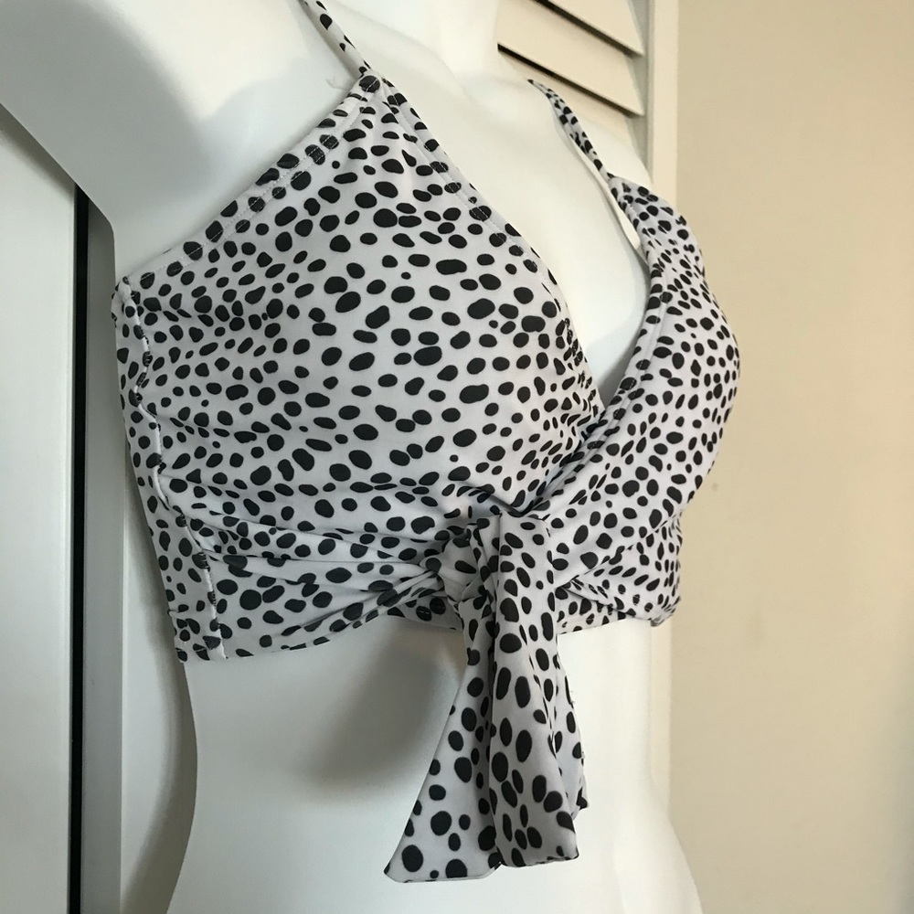 Black and white polka dot bathing suit top